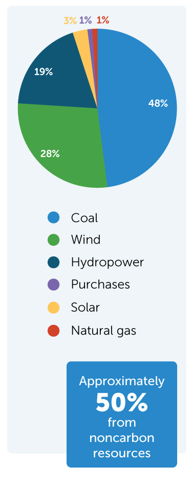 Projected deliveries of energy to owner communities in 2021 pie graph