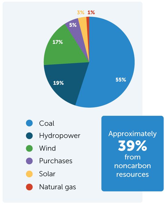 Projected deliveries of energy to owner communities in 2020 pie graph